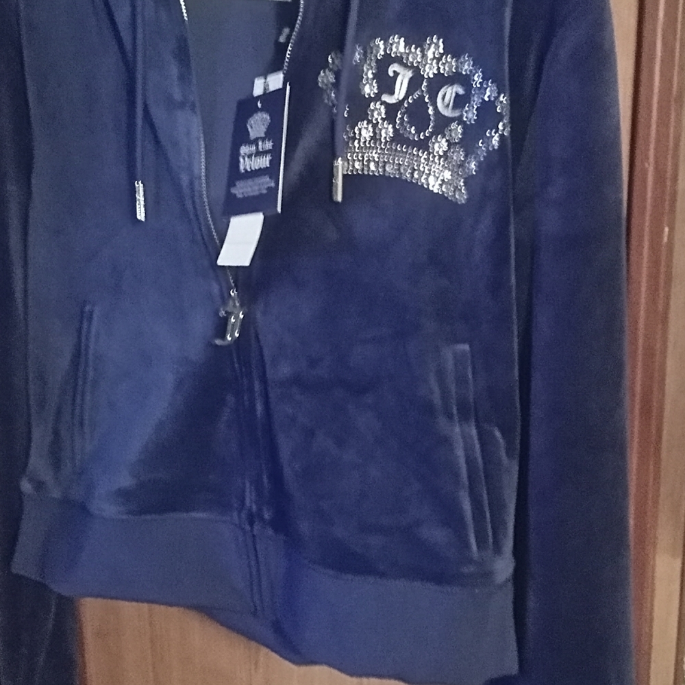 Juicy Couture Women's Dark Blue Velour Jacket